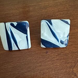Abstract Blue and White Ceramic Coasters